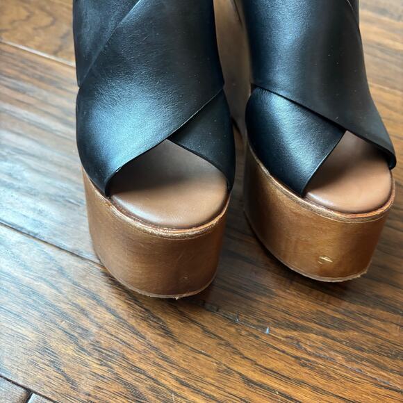 Jeffrey Campbell Fiddle Platform Wedge Heels Sz 6 Black Slingback - Picture 6 of 14